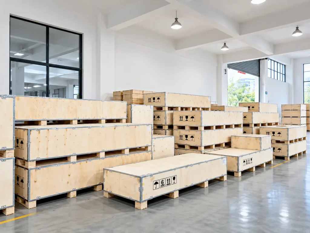 Bright Industrial Warehouse Crate Storage